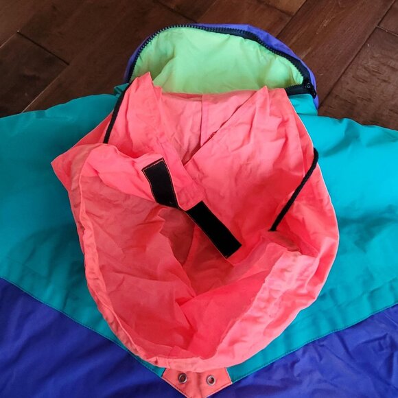 Retro St Moritz Ski Team Color Block Ski Jacket Size XL 80s Purple Orange Green - Picture 9 of 10